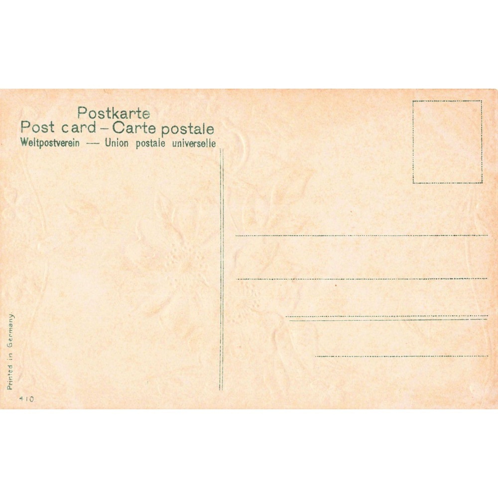 Vintage Embossed Floral Postcard Pink Roses Printed in Germany Unposted VG+ - Picture 2 of 2